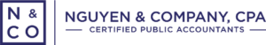 The logo of Nguyen & Company, CPA, showcases a blue square with the letters N & CO on the left while proudly displaying Nguyen & Company, Certified Public Accountants on the right.